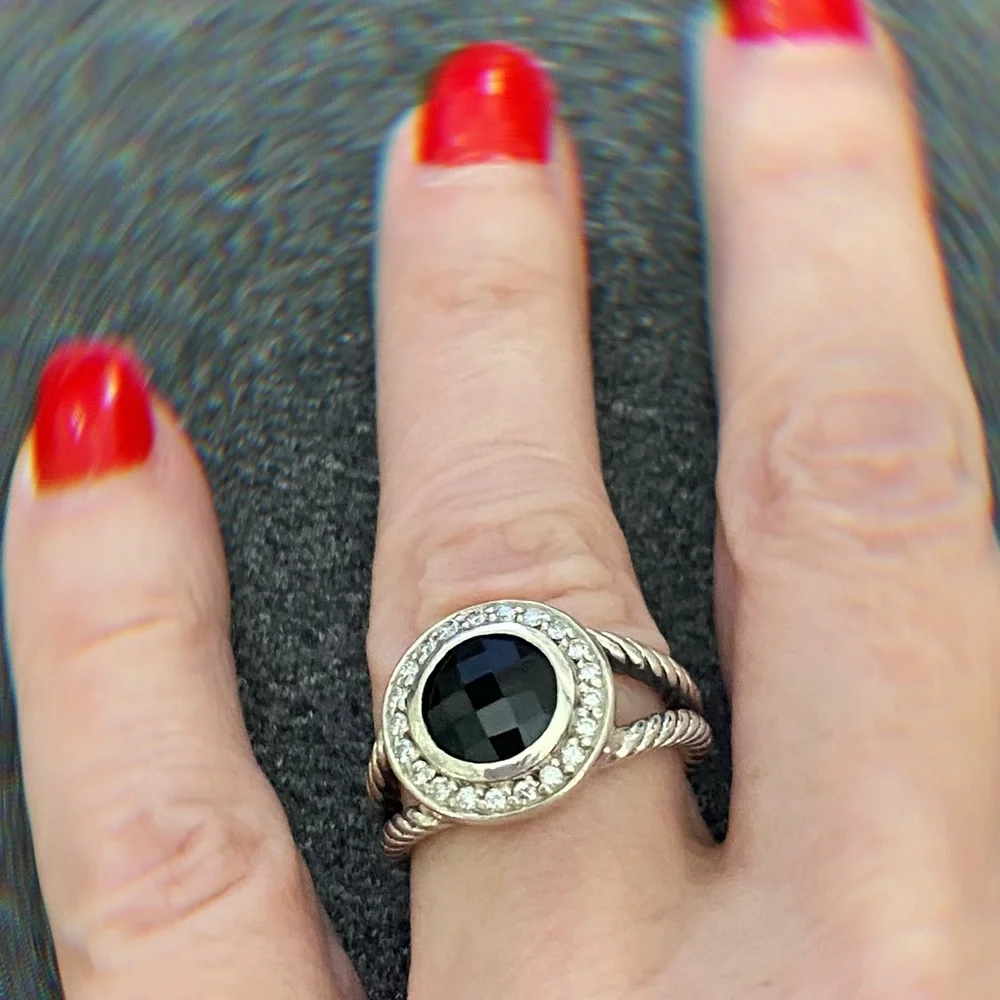 David Yurman Ring Onyx and Diamond